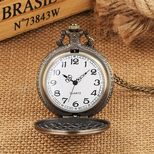 Luckacco Bronze Vintage Tarot Commemorative Pattern Pocket Watch Constellation Lucky Sun Moon Necklace Memorial For Male Kids Relogio Saa