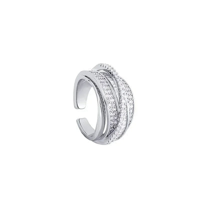 Luckacco Korea New Fashion Jewelry Exquisite Silver Color Zircon Ring Elegant Women's Opening Adjustable Wedding Gift Luxury Accessory