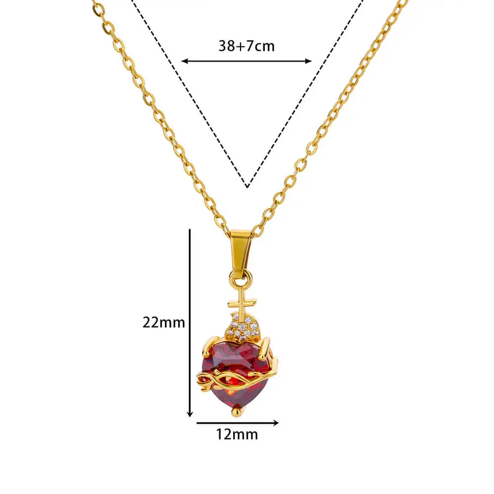 luckacco zircon heart cross necklaces for women vintage geometric surrounded by vines choker necklace aesthetic fashion jewelry gift 2025