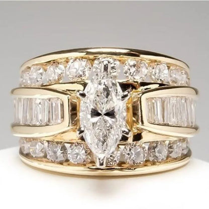 Luckacco New Retro Women Square Royal Princess Stylish Wedding Ladies Finger Ring  Pretty Gift Valentine's Surprise For Wife