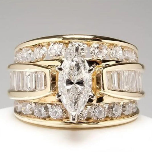 Luckacco New Retro Women Square Royal Princess Stylish Wedding Ladies Finger Ring  Pretty Gift Valentine's Surprise For Wife