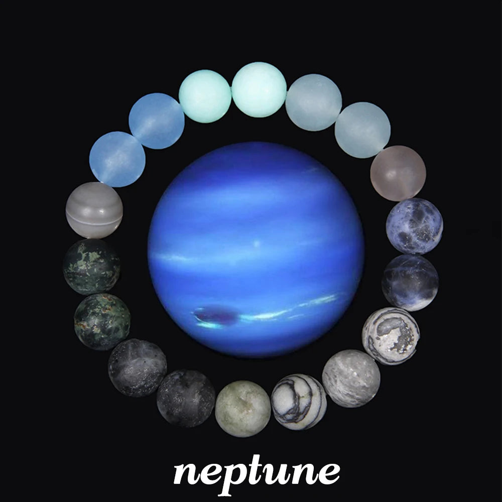 luckacco 2024 new universe galaxy bracelet simple 10mm natural sodalite turquoises stone bead bangle planet solar system earth mars gift