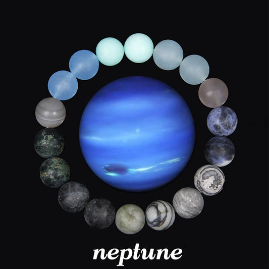 Luckacco 2024 New Universe Galaxy Bracelet Simple 10MM Natural Sodalite Turquoises Stone Bead Bangle Planet Solar System Earth Mars Gift