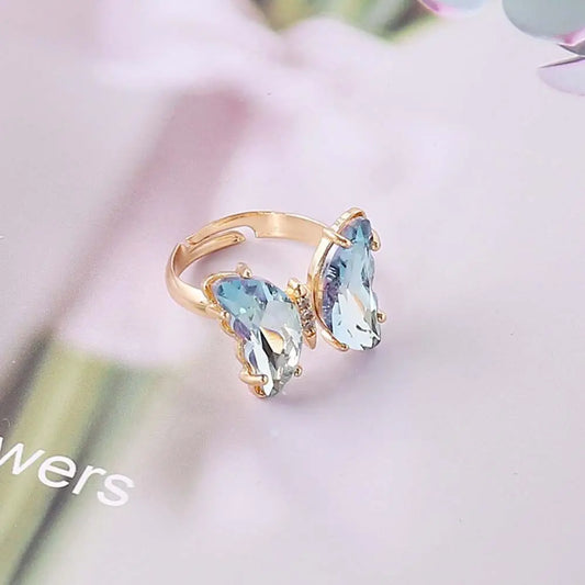 Luckacco Fashion Pink Bowknot Finger Ring Exquisite Sweet Bow-tie Ring Bowknot Adjustable Bowknot Opening Ring Weeding