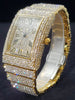 Luckacco Gold Men's Watches Rectangle Dial Luxury Diamond Fashion Big Wristwatches Luminous Point Iced Quartz Watch For Men