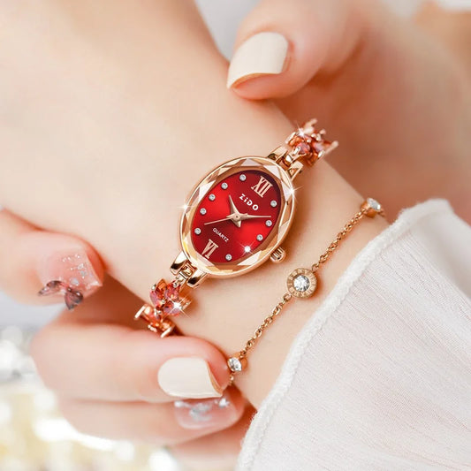 Luckacco UTHAI V22 Women's Watches Light Luxury Diamond Inlaid Female Watch Waterproof Oval Ladies Fashion Quartz Bracelet Wristwatch
