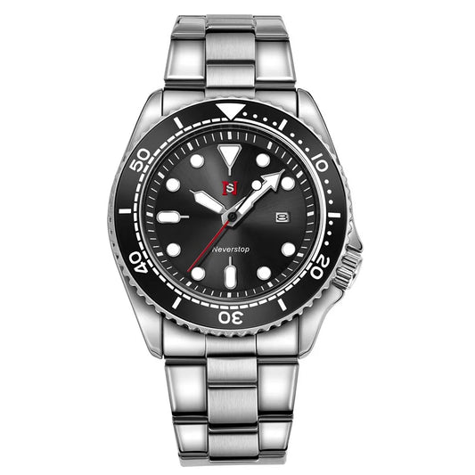 Luckacco 2025 new men's quartz watch fashion classic business men's watch quartz watch men's luminous calendar steel belt watch student