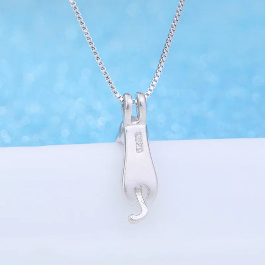 Luckacco Vintage 925 Sterling Silver Cat Necklaces For Women Luxury Elegant Jewelry Choker Jewellery Money 925