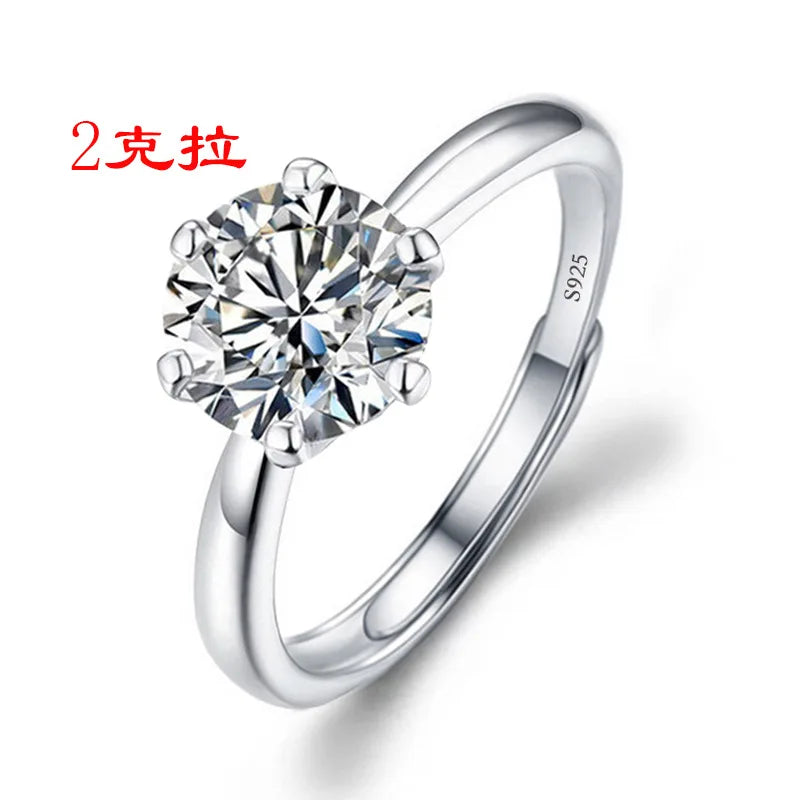 luckacco never fade luxury classic 18k white gold color ring solitaire 2 carat zirconia diamant wedding band women jewelry accessories