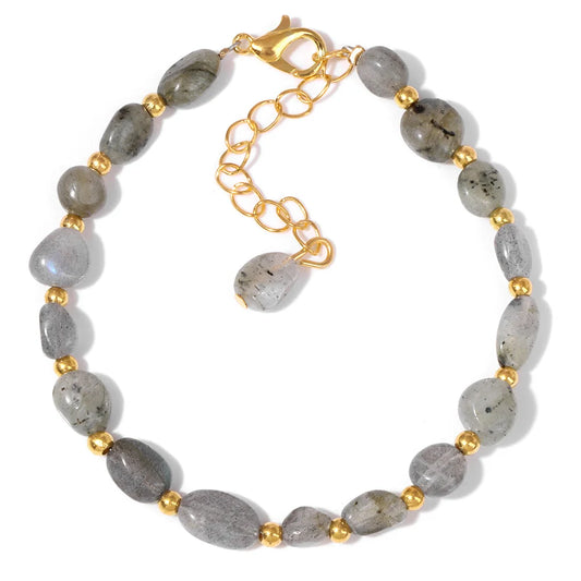 Luckacco Natural Crystal Gravel Stone Bracelets For Women Healing Irregular Amethysts Lapis Lazuli Rose Quartzs Chain Bracelet Jewelry