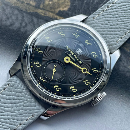 Luckacco Spot goods NEW Pierre Paulin Jumping Hour Men Watch Salmon Dial Automatic St17 Mechanical Watch Vintage Date Window 38mm