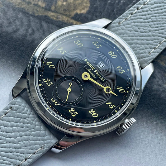 Luckacco Spot goods NEW Pierre Paulin Jumping Hour Men Watch Salmon Dial Automatic St17 Mechanical Watch Vintage Date Window 38mm