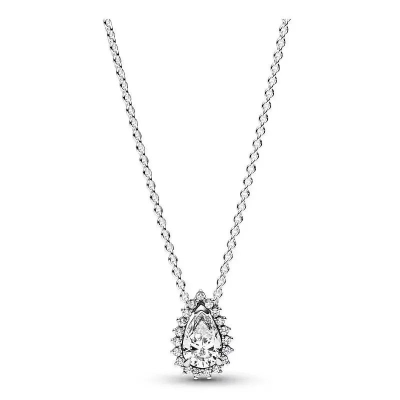 luckacco new 925 sterling silver gold droplet pearl snowflake pendant necklace exquisite and luxurious women's charm jewelry gift