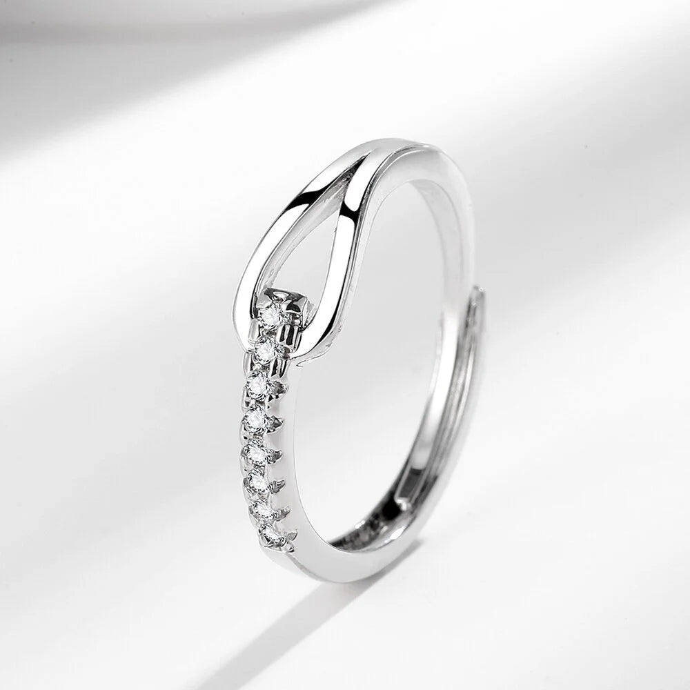 luckacco 925 sterling silver high-end full diamond hollow design horseshoe-shaped zircon ring personalized high-quality women's ring