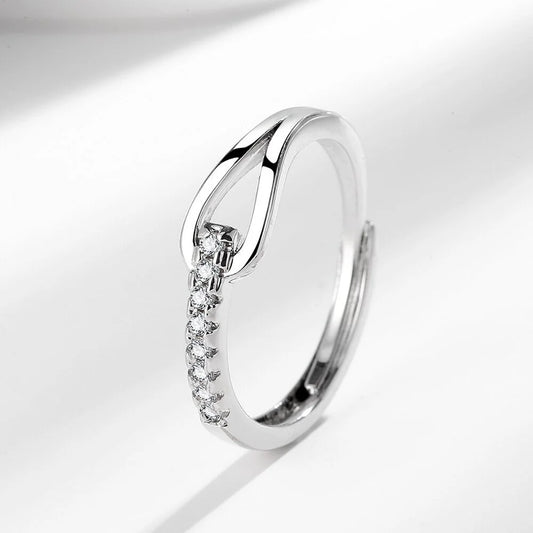 Luckacco 925 Sterling Silver High-End Full Diamond Hollow Design Horseshoe-Shaped Zircon Ring Personalized High-Quality Women's Ring