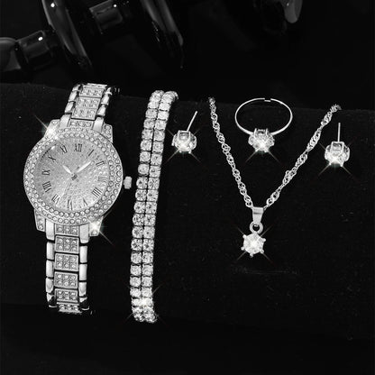 Luckacco Luxury Women Gold Watch Fashion Ladies Quartz Diamond Wristwatch Elegant Female Bracelet Watches Set Reloj Mujer