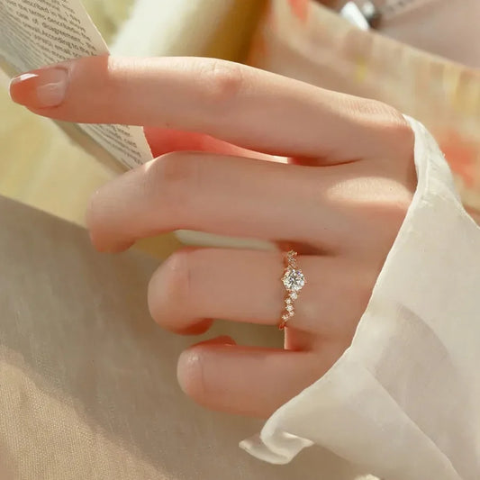 Luckacco Creative Luxury Zircon Rings For Women Opening Adjustable Weave Rhinestone Ring Korean Engagement Wedding Jewelry Fashion
