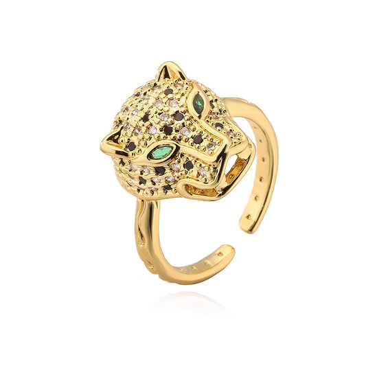 Luckacco New Arrive High Quality Bling Women Rings, Gold Color Leopard Finger Band with AAA CZ Stone Row, Elegant Lover Jewelry Gift