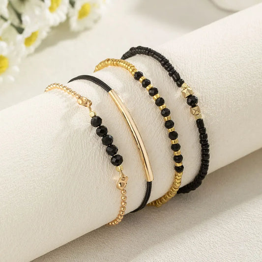 Luckacco Y2K Ethnic Bohemian Beaded Bracelets Set for Women  Beads Chains Stackable Wristband Girls Boho Hand Jewelry Accessoreis