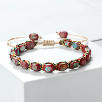 Luckacco Bohemian Imperial Stone Beaded Bracelet Handmade  Braided String Bangles Friendship Jewelry Gift Vintage Design Strand Bracelets