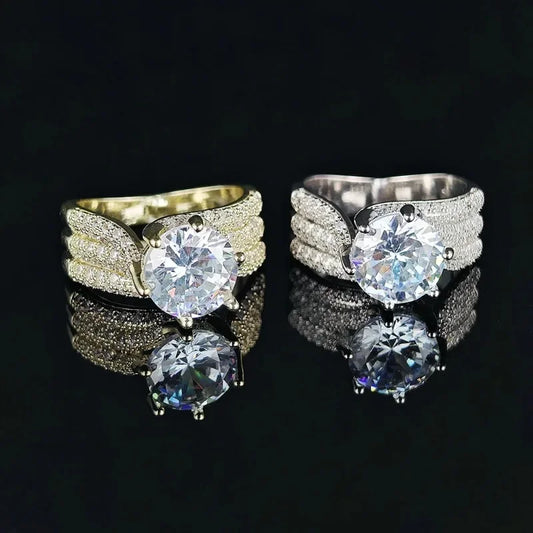 Luckacco Trendy Silver Color Claws Design Big Crystal Wedding Rings for Women Cubic Zirconia Charms Bridal Engagement Ring Jewelry Gift