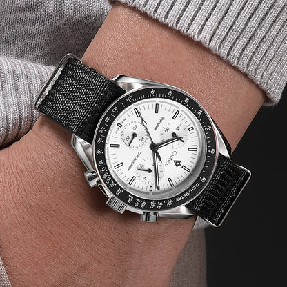 Luckacco CADISEN New Men's Watches Luxury Quartz Wrist Watch For Men Sapphire AR Coated Crystal Canvas VK68 Speed Chronograph Automatic