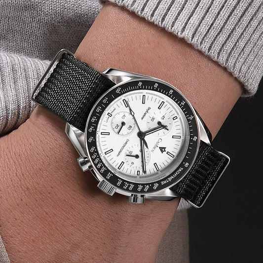 Luckacco CADISEN New Men's Watches Luxury Quartz Wrist Watch For Men Sapphire AR Coated Crystal Canvas VK68 Speed Chronograph Automatic