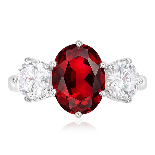 Luckacco Women's Ruby Ring for Women 925 Sterling Silver Plated Gold Infinity Wedding Engagement Anniversary Ring Girlfriend Size 5-9