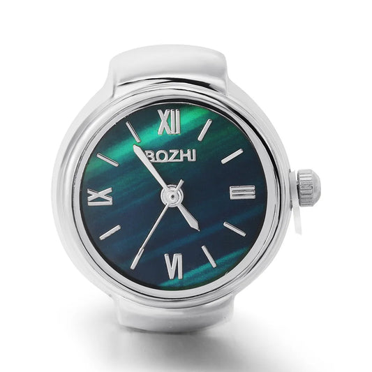 Luckacco GEMOSA Round Finger Watch Stainless Steel Italian Charm Link CLassic Clock Quartz Watch Ring Trendy Jewelry for Men Women