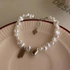 Luckacco Vintage Creativity Irregular Baroque Imitation Pearl Heart Shape Beading Bracelets for Women Fashion Accessories Lucky Tag Gifts