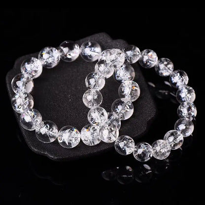 Luckacco Himalayan Natural White Crystal Men's Bracelet Transparent Colorful Crystal Rainbow Jiao Flower Women's HandString Jewelry Gifts