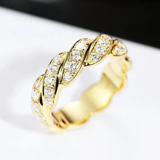Luckacco 2025 Newest Wedding Rings for Women Luxury Gold Color Crystal Cubic Zircon Proposal Engagement  Girlfriend Trendy Jewelry