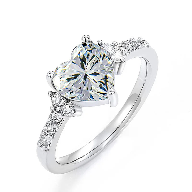 luckacco romantic pink heart shaped ring for female cubic zirconia bridal wedding party  with minimalist fashion jewelry accessories