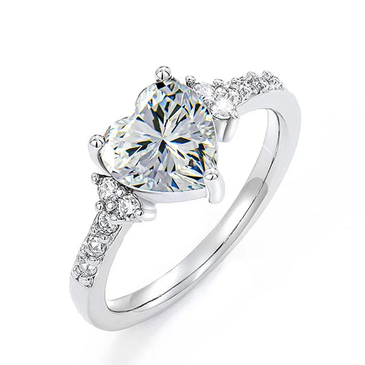 Luckacco Romantic Pink Heart shaped Ring for Female Cubic Zirconia Bridal Wedding Party  with Minimalist Fashion Jewelry Accessories