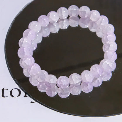Luckacco Fashion Exquisite Ice Crack Gradient Forest Flower Pattern Beaded Glass Bracelet for Women High Beauty Elastic Bracelet Jewelry