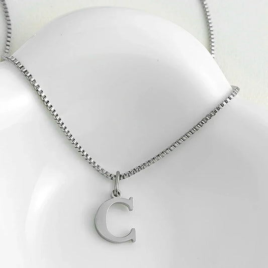 Luckacco Initial necklace letter pendant chamrs stainless steel Necklace jewelry Women's Necklace Box Chain Choker woman trend 2025 gift