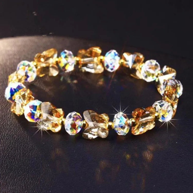 luckacco new ab butterfly crystal beaded bracelets women sweet temperament handwork bracelets&bangles charms jewelry making men bracelet