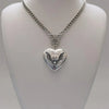 Luckacco Hip-hop Retro Silver Color Stainless Steel Bat Relief Stereo Heart Pendant Necklace for Women Men Fashion Rock Jewellery Gifts