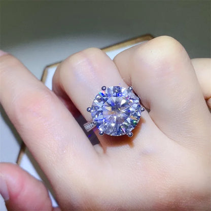 Luckacco Certificate 5/10Ct D Color Moissanite Diamond Ring 925 Sterling Silver Party Wedding Band Rings for Women Engagement Jewelry