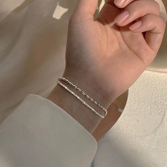 Luckacco New 925 Sterling Silver Sparkling Clavicle Chain Choker Necklace Collar For Women Fine Jewelry Wedding Party Birthday Gift
