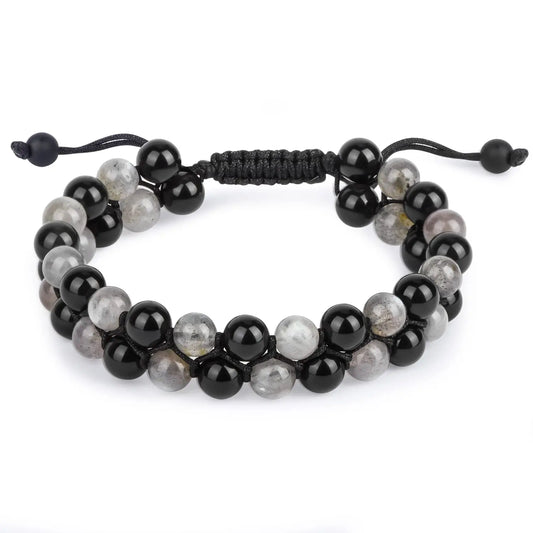 Luckacco Fashion Men Tiger Eye Natutal Stone Beaded Braided Bracelet Bangles Handmade Double Layer Lapis Lazuli Bracelets Hommes