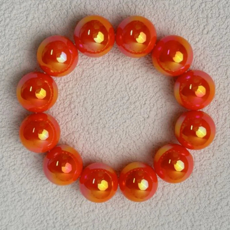 Luckacco European and American contrasting color laser beaded resin bracelet Beads 16mm B