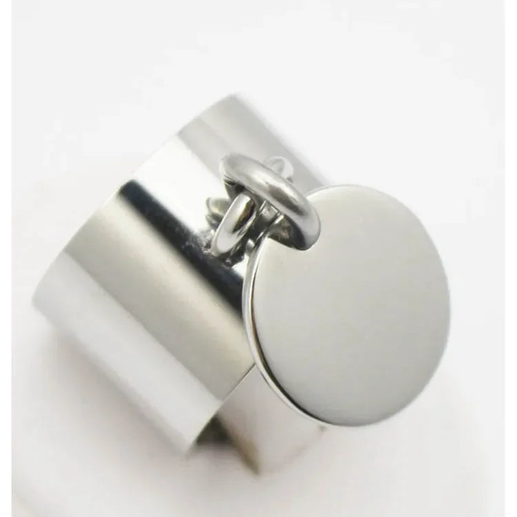 luckacco oval geometric pendant ring women fashion jewelry stainless steel o charm finger ring size 7 10 11 6 9 8