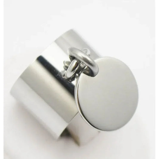 Luckacco Oval Geometric Pendant Ring Women Fashion Jewelry Stainless Steel O Charm Finger Ring Size 7 10 11 6 9 8