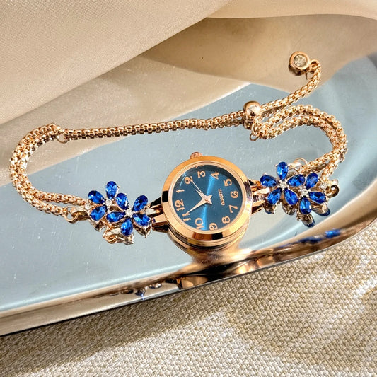 Luckacco Live burst new diamond set flowers color diamond simple fashion pull bracelet watch women's watch