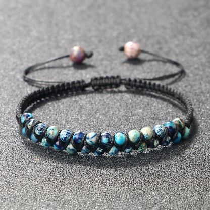 Luckacco Vintage 4mm Natural Stone Beads Bracelets & Bangles For Women Men Handmade Adjustable Braided Rope Chains Meditation Jewelry