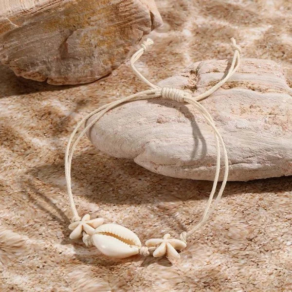 luckacco bohemian imitation shell beads bracelet for women sea star turtle woven rope bracelet handmade friendship beach holiday  jewelry