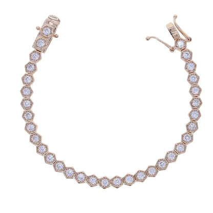 Luckacco 2025 New Iced Out AAA Cubic Zirconia Heart Tennis Chain Bracelet Silver Color CZ Charm Chain Bracelet Hip Hop Jewelry For Women