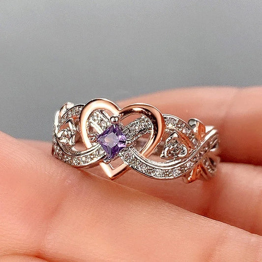 Luckacco Creative Women's Heart Rings with Romantic Rose Flower Design Wedding Engagement Love Rings Hot Sale Aesthetic Jewelry