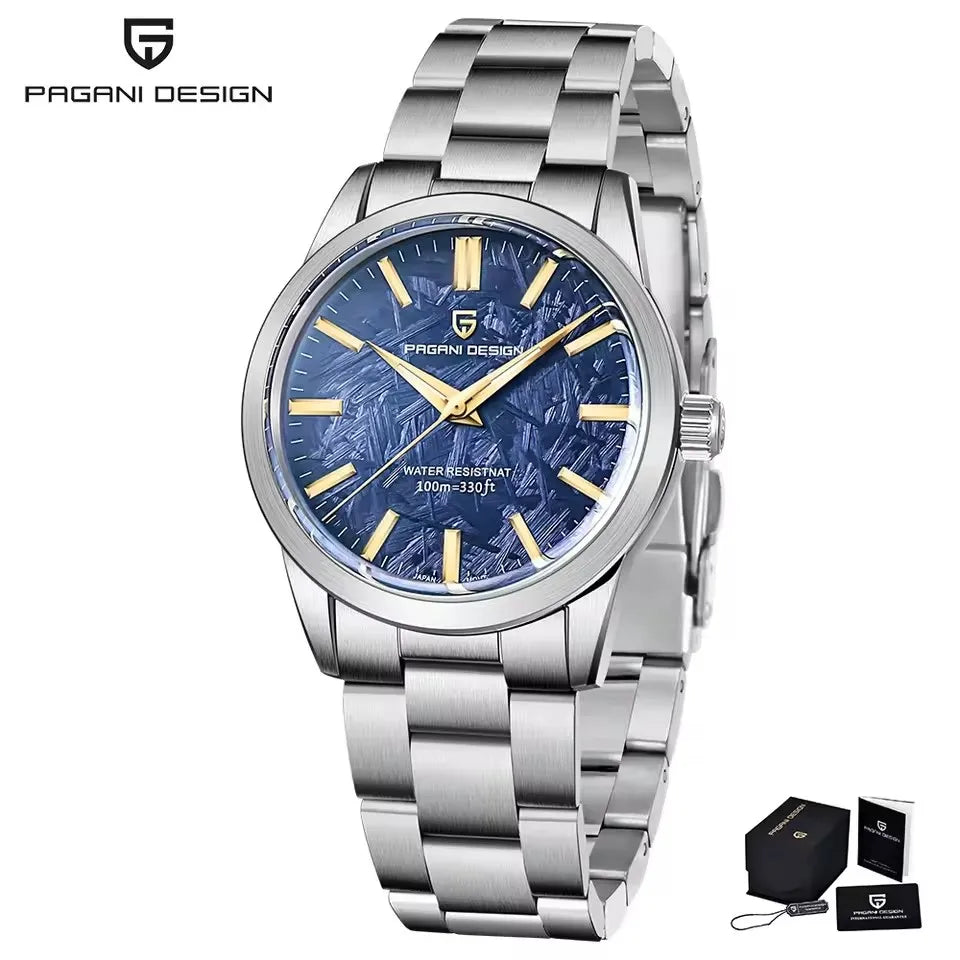 luckacco pagani design 40mm meteorite dial men quartz watches luxury business sapphire 316l stainless steel 100m waterproof watch for men